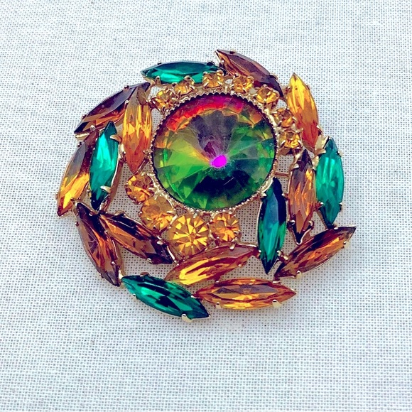 Vintage Gems of Autumn Rivoli Juliana Brooch - Picture 1 of 3